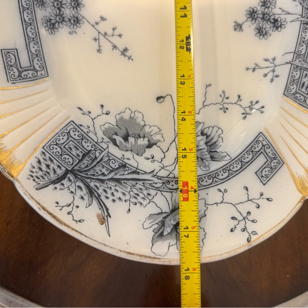 Antique CH & H Tunstall Windsor Blue Flow 17 1/2” Art Deco Serving Platter - Picture 11 of 12